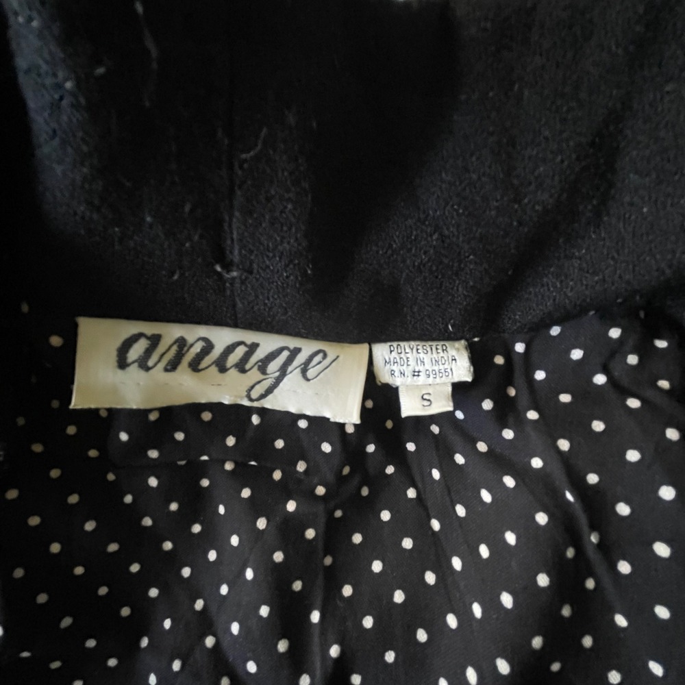 Anage Black Floral Embroidered Open Front Jacket 3D Ribbon Flowers Polka Dot OS‎ - Picture 5 of 16